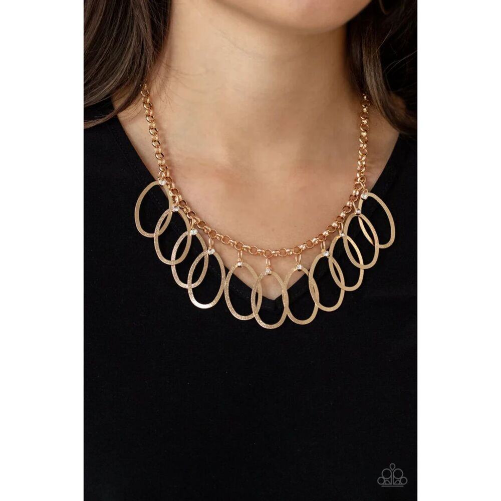 Double Oval Time Gold Necklace (306)